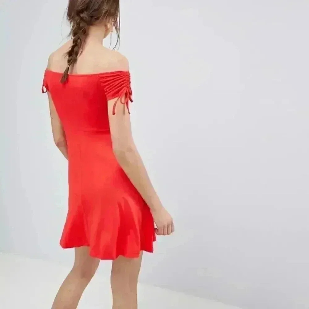 Red off shoulder sundress